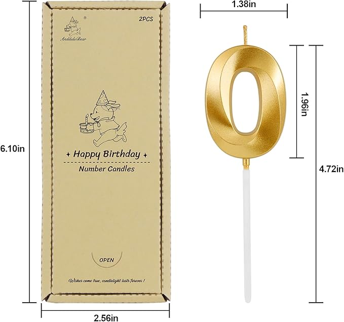 Birthday Candles, 1.96 Inch Number 30 Happy Birthday Candles, Number Candles Decoration for Birthday Party and Anniversary Celebration(Champagne Gold)
