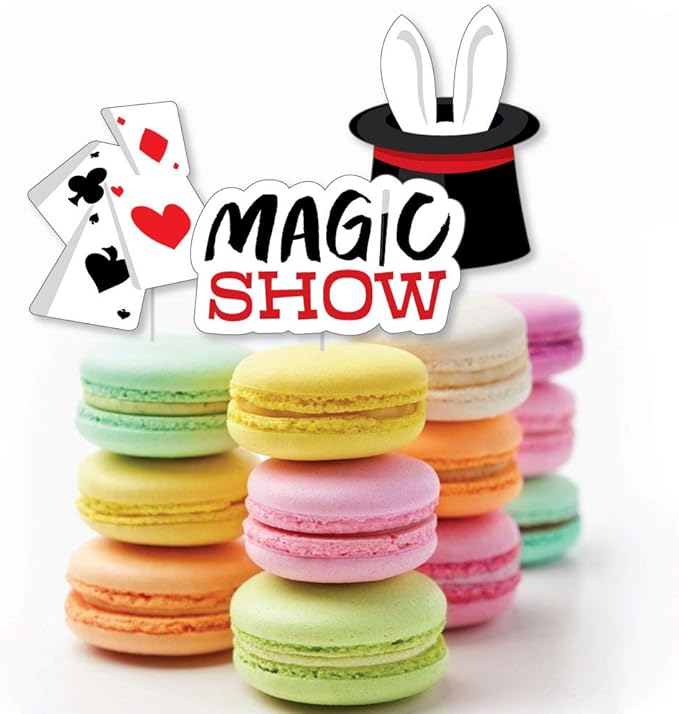 Big Dot of Happiness Ta-Da, Magic Show - Dessert Cupcake Toppers - Magical Birthday Party Clear Treat Picks - Set of 24