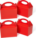 Happyhiram 25 Pcs Red Treat Boxes, 6 Inch Valentine Candy Boxes Party Favors with Handle Paper Cookie Gift Gable Boxes Snack Goodie Gift Bags for New Year Party Decorations