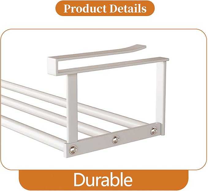 Under-Shelf Expandable Shoe Rack Organizer, White Metal, 40-70cm Width Adjustable, Cabinet Storage for Closet (2 Pcs)