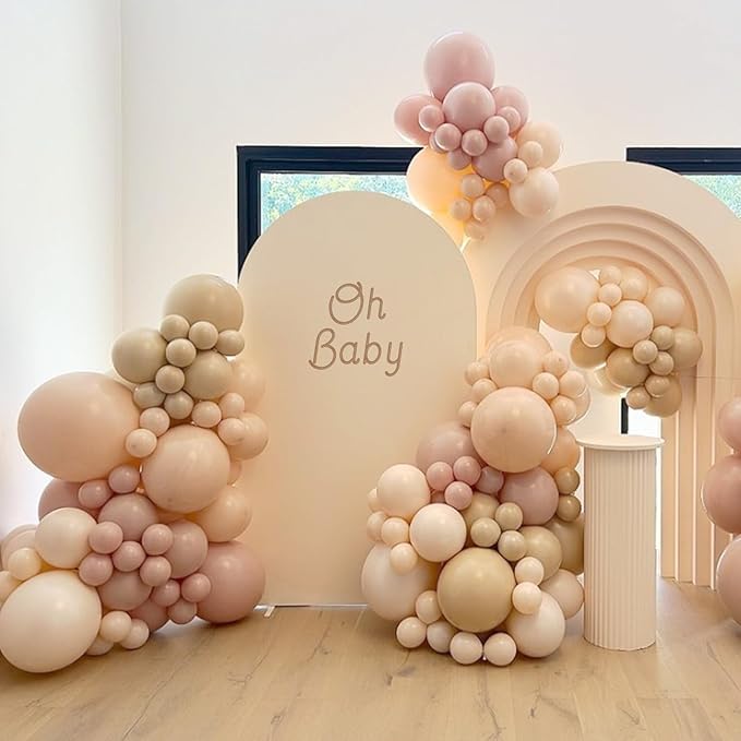 Awenztech 110pcs Nude Balloon Arch Garland Kit, 18 12 10 5 inch Apricot Balloons Different Sizes for Birthday Party Decorations