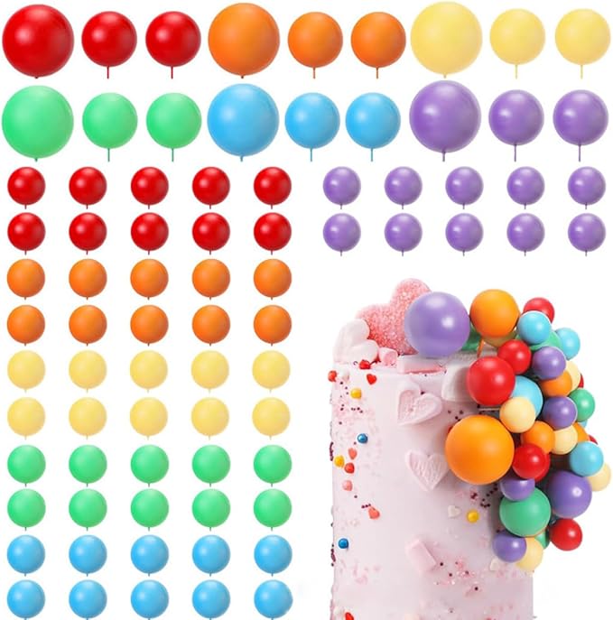 Ball Shaped Cake Topper Cake Picks, 78pcs Pearl Ball DIY Cake Insert Topper Cup Cake Topper Set Toothpick for Party Birthday Cake Baby Shower Wedding Anniversary