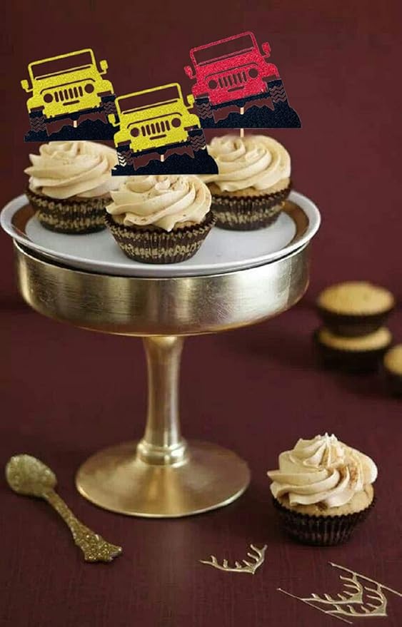 JeVenis 24 PCS Car Cake Decoration Truck Cupcake Toppers Car Vehicle Birthday Party Decoration Car Cake Topper for Boy Men