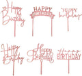 Rose Gold Cake Topper, 6pcs Acrylic Cake Toppers for Birthday Decorations
