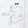 KINCMAX Premium Shower Caddy with Soap Holder, 2-Pack Adhesive Organizer, No Drill Bathroom Shelves, Rustproof Stainless Steel Shelves for Inside Shower, Storage Rack, Silver