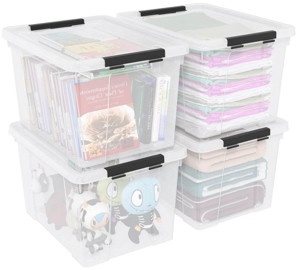 50 Quart Large Clear Plastic Storage Boxes Bin with Lid (4 Count)