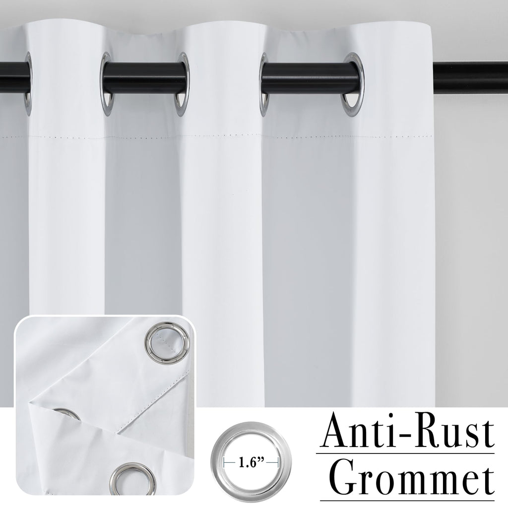 White Total Blackout Curtains 84 inch Length 2 Panels Set