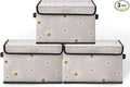 Stackable Storage Bins with Lids,Closet Organizers Fabric Box for Home and Office,Blanket Clothes Organizers,Under Bed Storage Containers 3 Pack