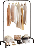 SUOERNUO Garment Rack for Hanging Clothes Rack Heavy Duty Portable with Bottom Metal Shelf Drying Coats Shirt,Black (Black)