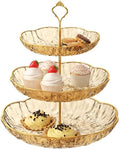 3 Tier Cupcake Stand, Plastic 3 Tiered Serving Stand, Dessert Tower Tray for Party, Birthday, Wedding, Gold