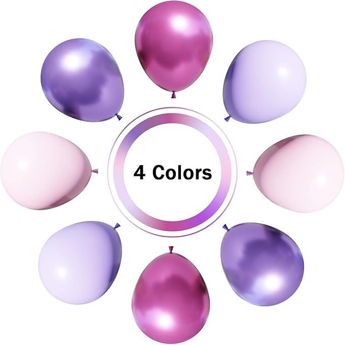 Pink and Purple Balloons, 131pcs Light Pink and Purple Balloons Garland Arch Kit with Different Sizes for Birthday Baby Shower Bridal Shower Wedding Party Decorations