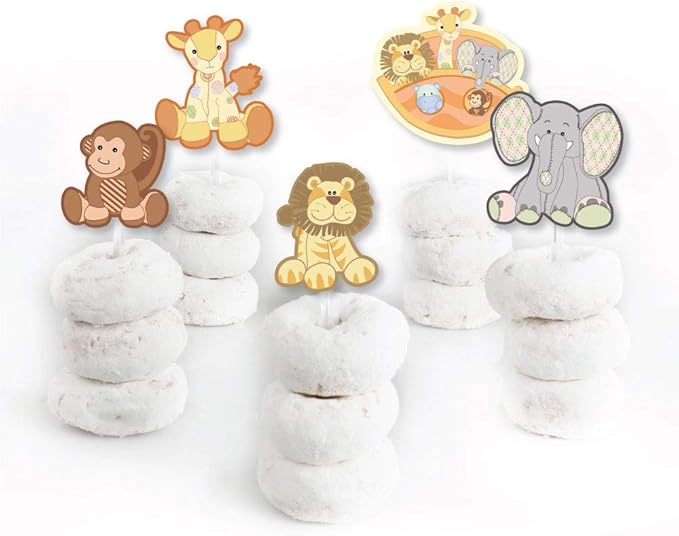 Big Dot of Happiness Noah's Ark - Dessert Cupcake Toppers - Baby Shower Clear Treat Picks - Set of 24