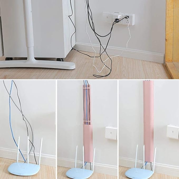 Cable Concealer Cord Cover, Airlxf 2 PCS Self-Adhesive Wall Cable Covers with 4 PCS Double-side Tapes for TV Computer Office Theater (Gray)