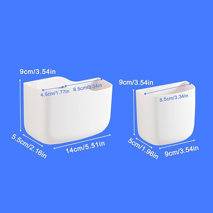 Remote Holder Wall Mount TV FAN Remote Control Holder Bedside Caddy Wall Organizer Phone Holder for Office Adhesive Media Player Controller Holder Box Tray Home Desk Nightstand 2 BIG 2 SMALL WHITE