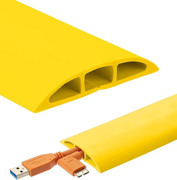 Bates- Floor Cord Cover, 8ft, Cable Cavity 0.6" (W) x 0.31" (H), Heavy Duty Wire Protector, PVC Extension Cords Hider, Protect Cords, Prevent Cable Trips, Cord Hider for Office, Home, Outdoor