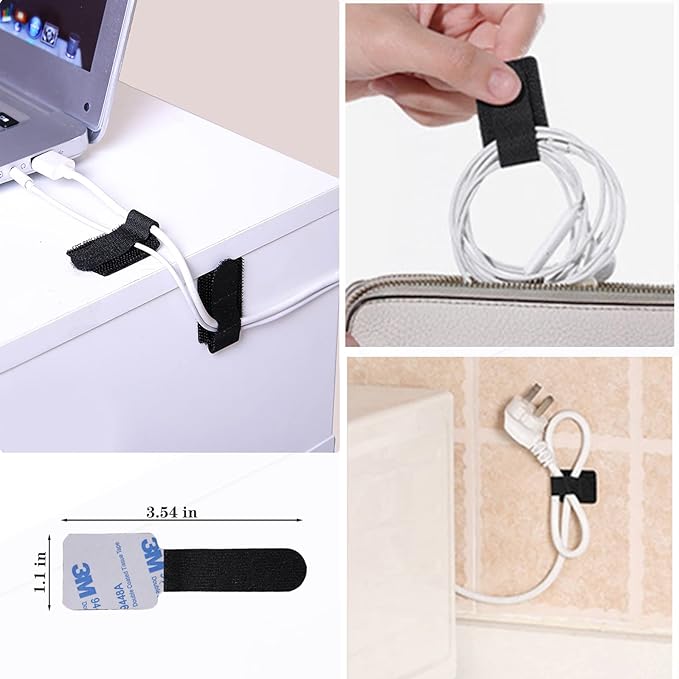 N NOROCME 192 PCS Cable Management Kit 4 Wire Organizer Sleeve,11 Cable Holder,35Cord Clips 10+2 Roll Cable Organizer Straps and 100 Fastening Cable Ties for Computer TV Under Desk, black,clear