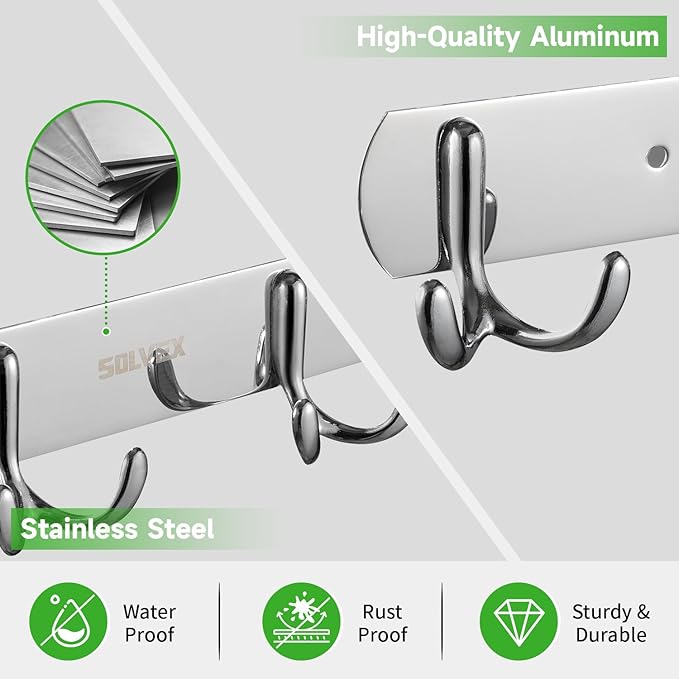 SOLVEX Coat Rack Wall Mount,2 Pack Coat Hooks Wall Mount, Hat Rack Key Holder Bag Hanger for Wall,Wall Hooks for Hanging,Purse Hanger Towel Hooks for Bathroom SP-60301