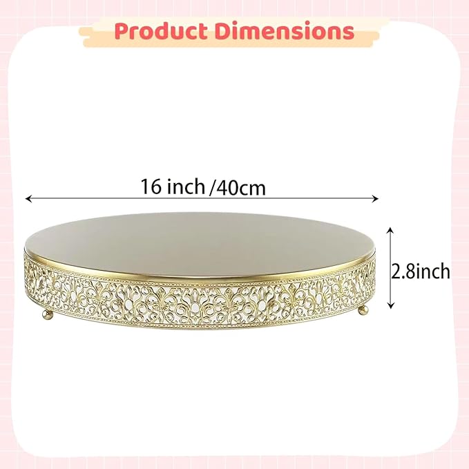 Cake Stand, Metal Round Cupcake Dessert Stand Cake Display Holder for Wedding Party Birthday Baby Showers Anniversary,Gold 16"