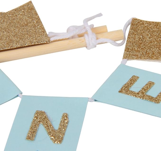 Handmade “ONE” Birthday Cake Topper - Baby Shower, 1st First Birthday Cake Bunting for Baby Boy Party Supplies