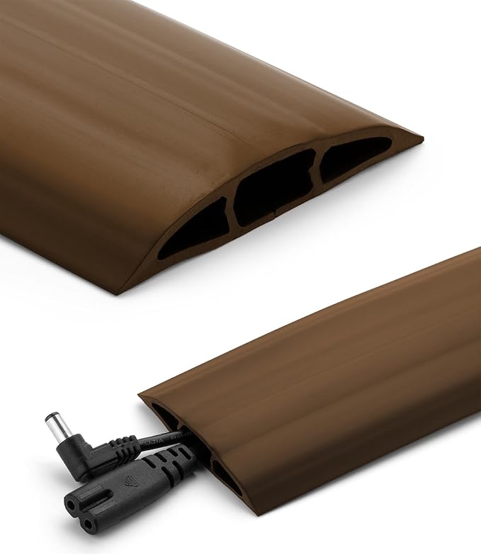 Bates- Floor Cord Cover, 6ft, Cable Cavity 0.6" (W) x 0.31" (H), Heavy Duty Wire Protector, PVC Extension Cords Hider, Protect Cords, Prevent Cable Trips, Cord Hider for Office, Home, Outdoor
