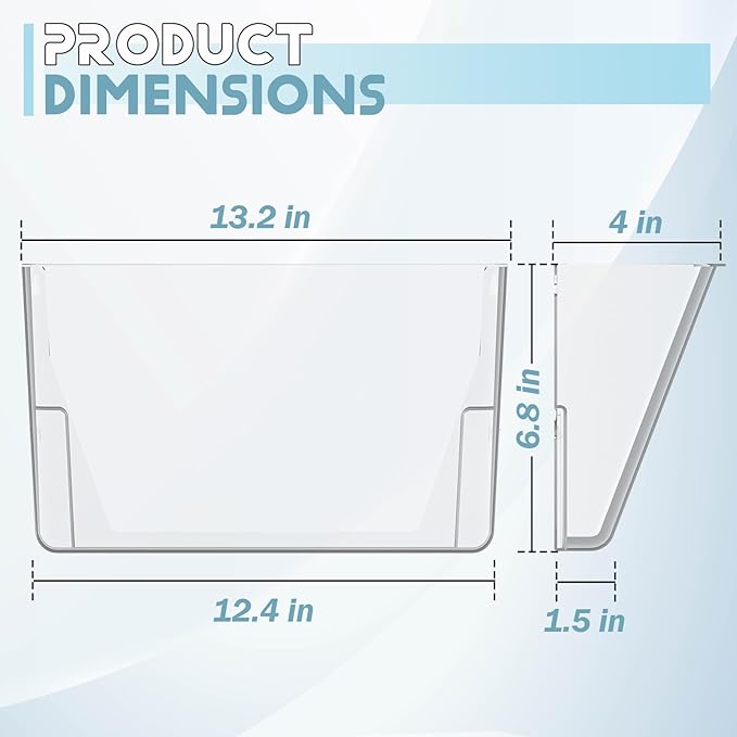 Gawerk Clear Acrylic Single Pocket, Plastic Hanging Wall Mount File Holder for Office Home (White, 3 Pack)
