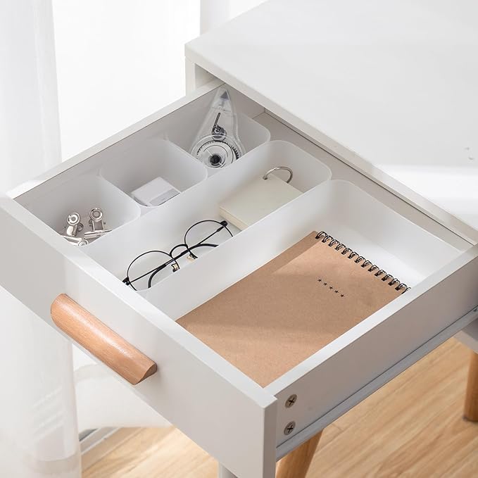 Poeland 5 Pcs Drawer Organizer Tray Storage Box for Bedroom Nightstand Drawer Dresser Bathroom Kitchen Drawer, Frosted