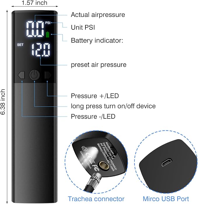 Electric Ball Pump,Smart Air Pump Portable Fast Ball Inflation with Accurate Pressure Gauge and Digital LCD Display for Basketball Football Soccer Volleyball Swimming Balloon(2Pin & 2Nozzle & 1Spout)