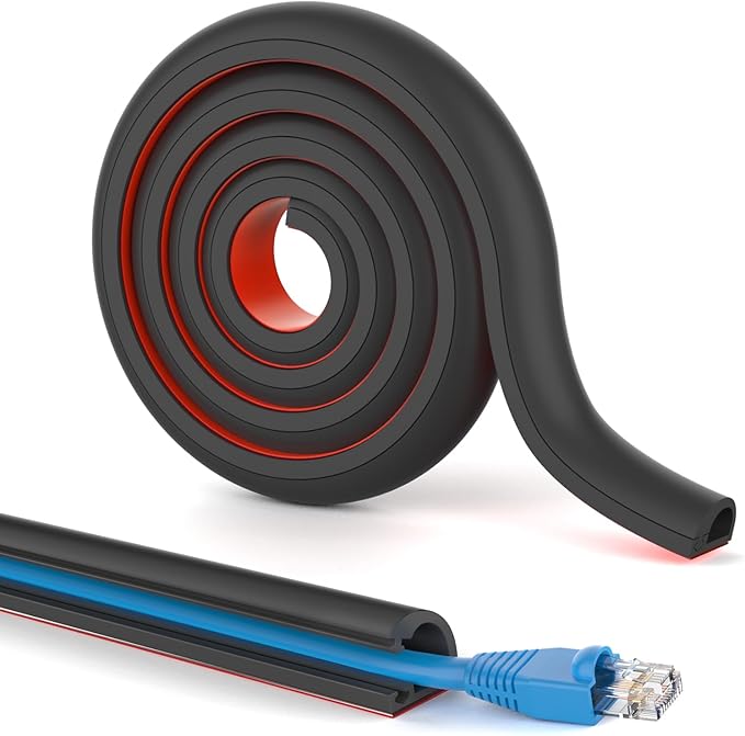 UOMTFAI Wall Cord Hider 39 Inch, Self Adhesive Cable Hider Cord Cover for Wires, Flexible Wire Cover Cable Raceway for Cord Management W0.59 H0.39in Black