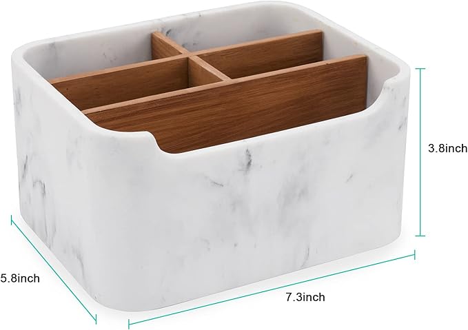 Desk Organizers, Marble Remote Holders for Table, Modern Office Controller Pen Phone Holder Organizer, Stylish Caddy and Storage Accessories for Bedside Nightstand Desktop Coffee Table