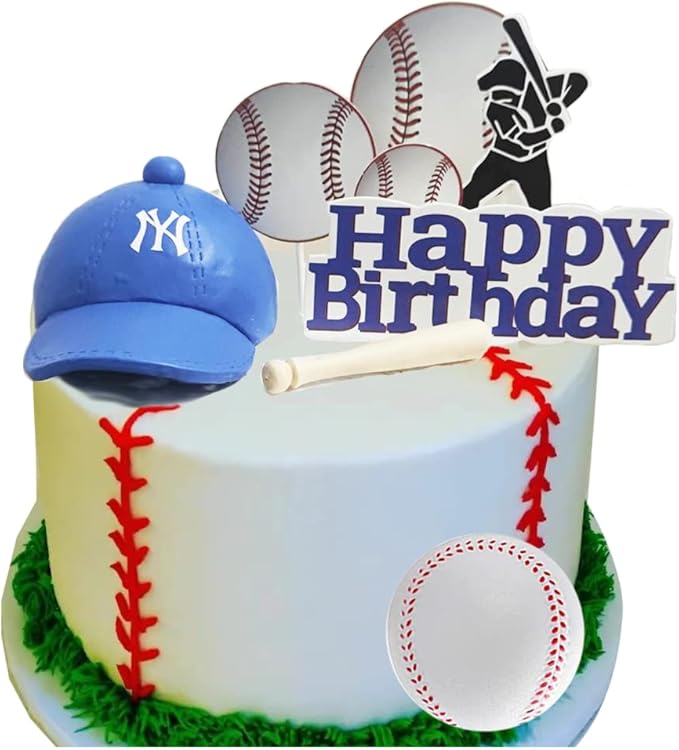 Baseball Hat Cake Topper with Hat Happy Birthday Sign for Baseball Sport Party