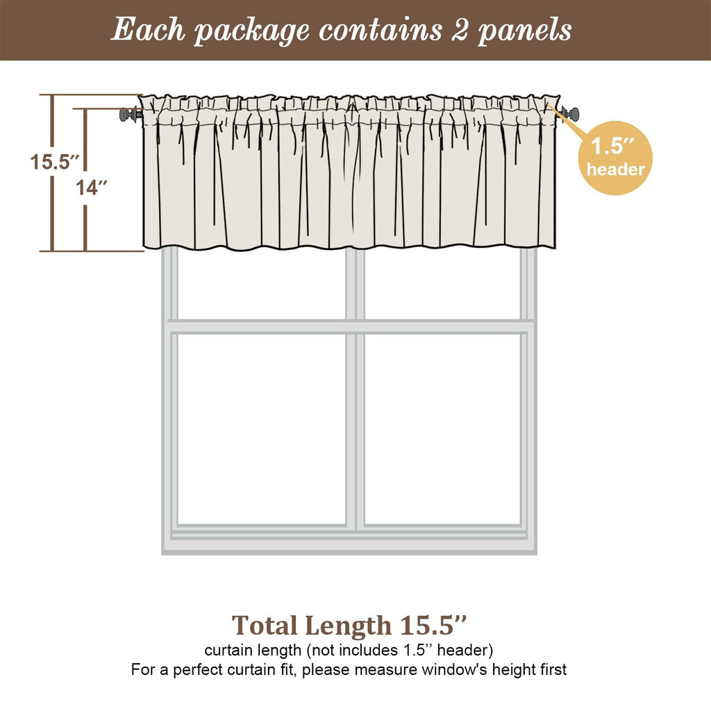 Stone Blue Sheer Valances for Windows 2 Pack (2 Count)