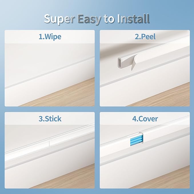 Cord Covers for 3-4 Wires on Wall, Wuitaouy 70.8in Cord Hider Kit, Self-Adhesive Wire Hider Wire Covers for Cords on Wall, Paintable Tv Cable Hider Cable Management, W1.18 H0.6in, White