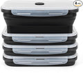 Collapsible Silicone Food Storage Containers Set with Lid & Air Vent,Foldable Lunch Containers(4PCS,Black,40oz)