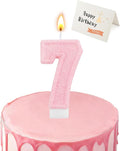 Birthday Candles for Cake, Pink Number Candles, Cake Candles with Greeting Card for Birthday Party Wedding Anniversary Celebrations (Bright Pink 7 Candle)