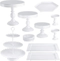 Hedume 10-Set Cake Stands, Metal Cupcake Stand Set with Multiple Combination Styles, Dessert Plate Cake Serving Tray Candy Fruit Display Tower for Wedding, Birthday Party, Anniversary, Baby Shower