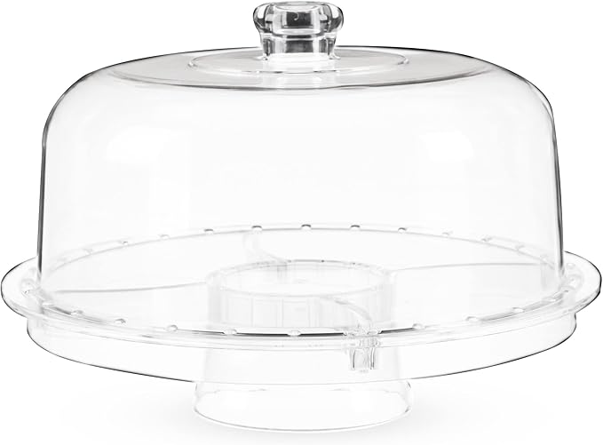 Twine Multi-Functional Acrylic Server with Bundt Cake Mold, Dessert Serving Platter Set, Cake Pan, Cake Stand, Clear Acrylic, Silicone, 4-Piece Set
