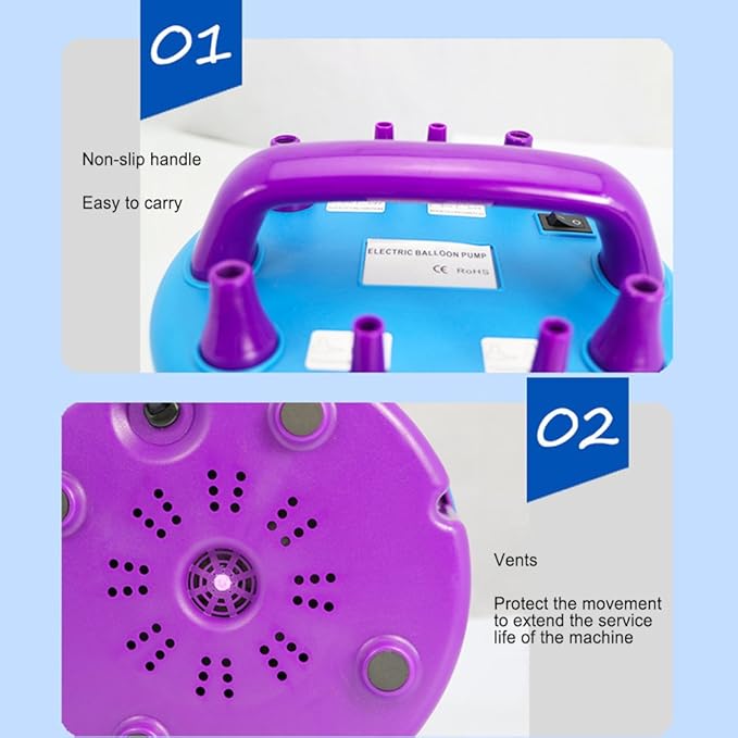 4 Nozzles Electric Balloon Pump Portable 110V 900W Electric Balloon Blower Air Pump Balloons Inflator for Balloon Decoration,Balloon Arch, Balloon Column Stand, Party