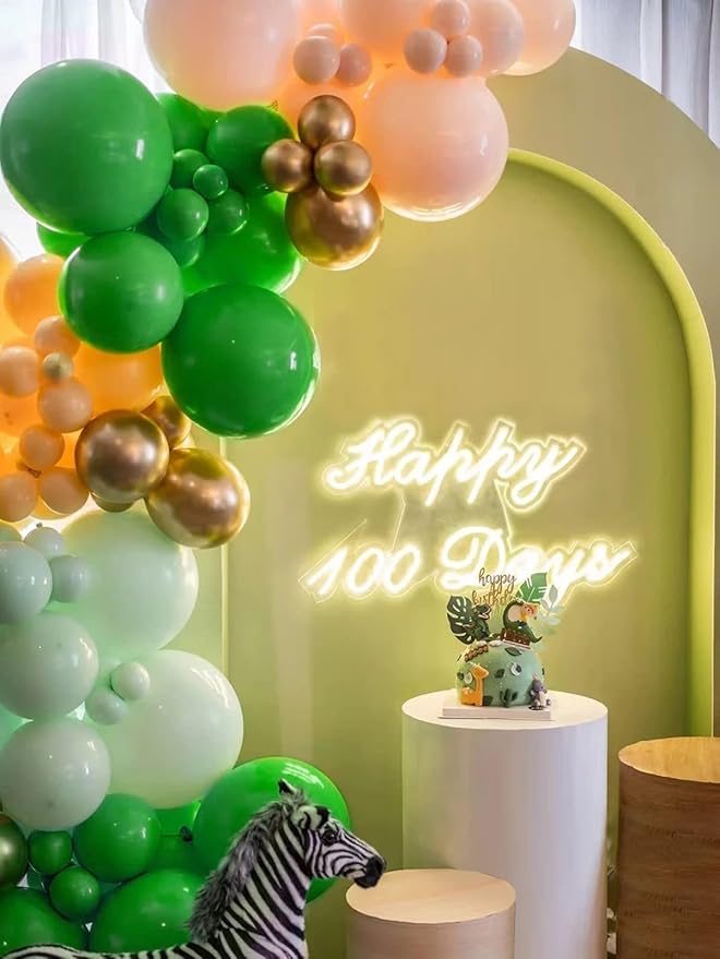 FOTIOMRG 110pcs Green Balloon Garland Arch Kit, 18 12 10 5 inch Green Latex Balloons Different Sizes Pack for Birthday Graduation Baby Shower Jungle Christmas Party Decorations