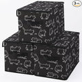 Stackable Clothes Storage Bins with Lids,Closet Organizers Fabric Cat Printing Box for Home and Office,Blanket Clothes Organizers,Under Bed Storage Containers 3 Pack.