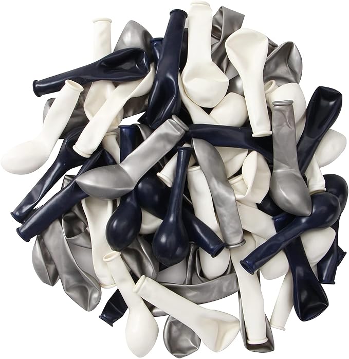 Navy-Blue White-Silver Small Balloons Party-Decorations - 5 Inch 60pcs Mini Royal Globos Graduation Men Boy Birthday Wedding Engagement Baby Bridal Shower Latex Balloon Lasting Surprise