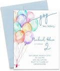 Modern Pink Paper Balloon Birthday Invitation for Boys, Balloon Invitations for Kids Party, Your choice of Quantity, Age, Info and Envelope Color