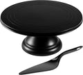 ECOWAY Bamboo Fiber Cake Stand 12 Inch with Cake Spatula, Black Round Cupcake Stand Large Dessert Stand, Cake Decorating Display Stand for Birthday Parties, Weddings, Baby Shower and Other Events