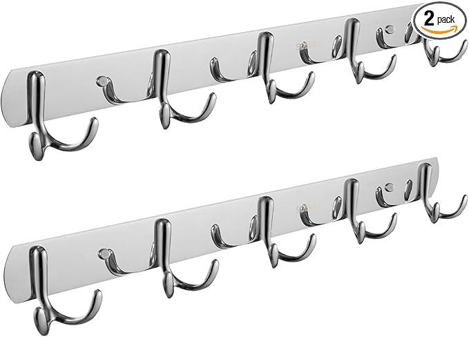 SOLVEX Coat Rack Wall Mount,2 Pack Coat Hooks Wall Mount, Hat Rack Key Holder Bag Hanger for Wall,Wall Hooks for Hanging,Purse Hanger Towel Hooks for Bathroom SP-60303
