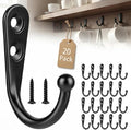 POZEAN 20 Pack Wall Hooks for Hanging, Small Coat Hooks Wall Mounted for Living Room, Bathroom, Kitchen, Bedroom for Key, Cup, Bag, Hat, Scarf, and More (Black)