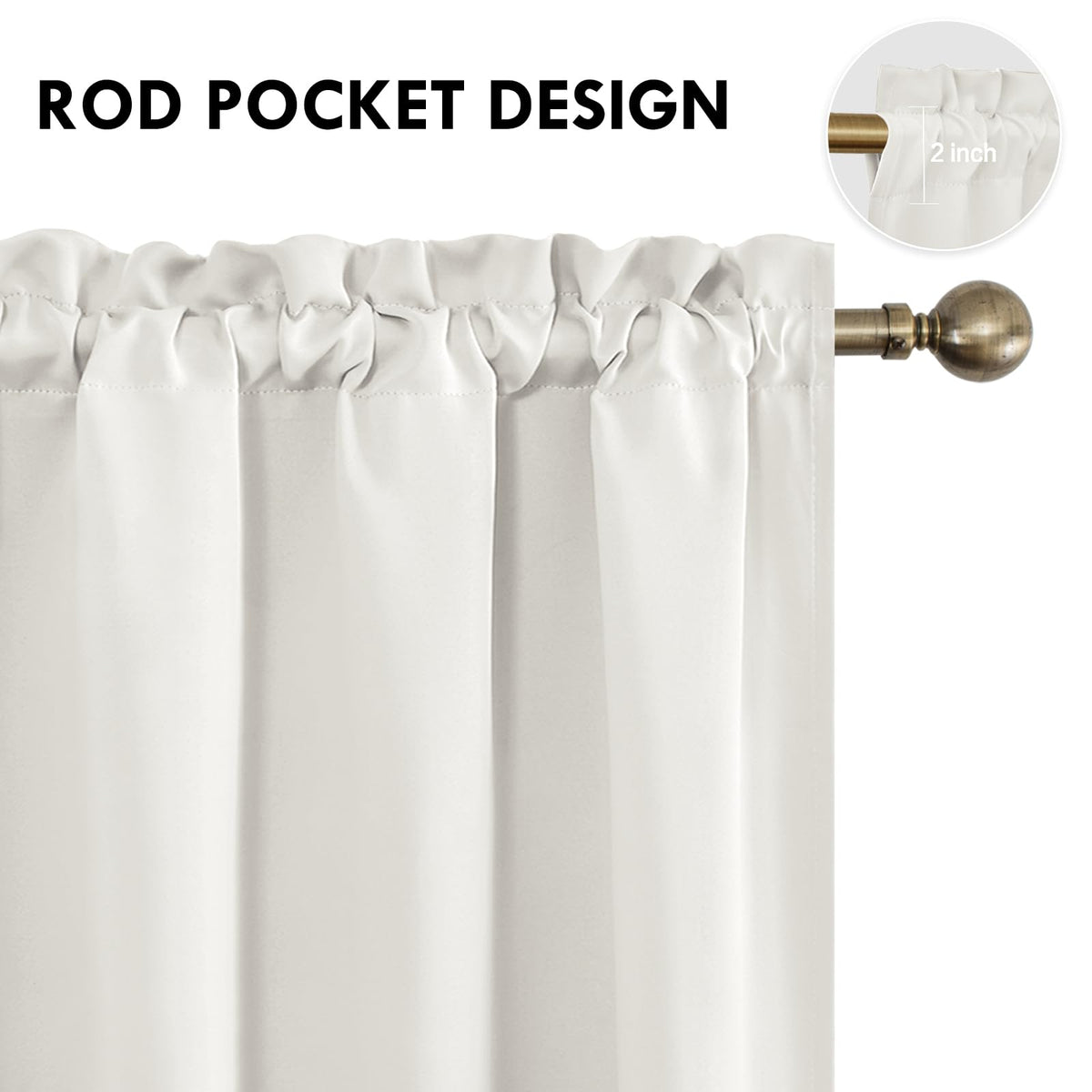 Blackout Curtains for Bedroom Living Room 42 x 54 Inch Long Ivory (2 Count)