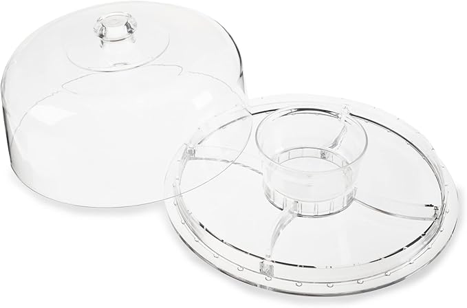 Twine Multi-Functional Acrylic Server with Bundt Cake Mold, Dessert Serving Platter Set, Cake Pan, Cake Stand, Clear Acrylic, Silicone, 4-Piece Set