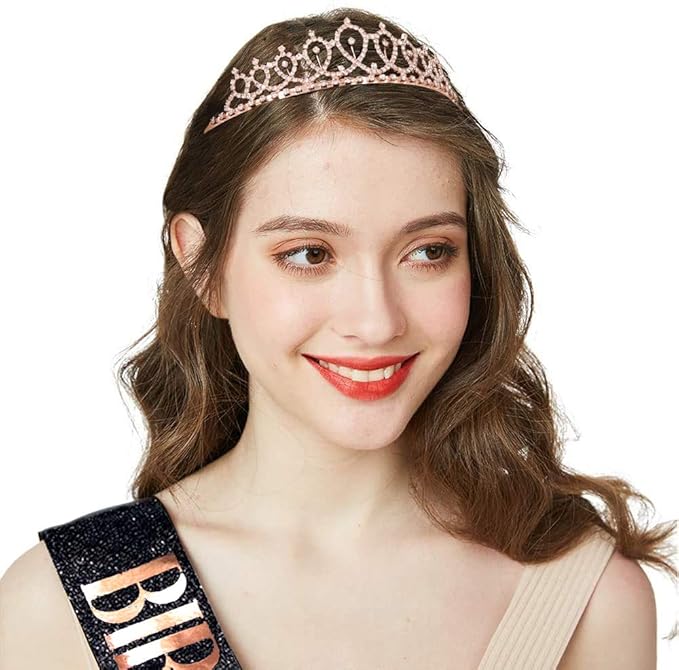 "Birthday Girl" Sash & Rhinestone Tiara Set - Birthday Gifts Birthday Sash for Women Birthday Party Supplies
