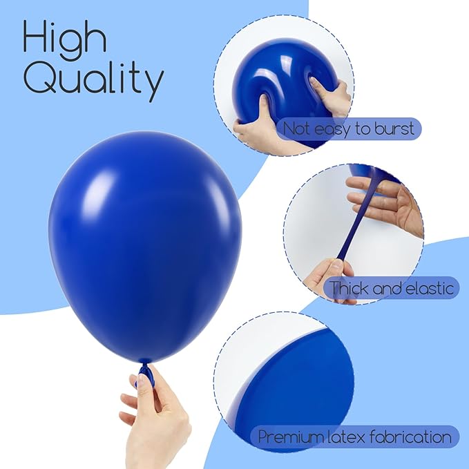 Awenztech 120pcs Royal Blue Balloon Arch Kit, 18 12 10 5 inch Royal Blue Latex Balloons Different Sizes Balloon Garland for Graduation Wedding Baseball Birthday Party Decorations