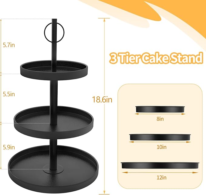 Cupcake Stand for 50 Cupcakes,Cupcake Stand 2 PACK Metal 3 Tier Cupcake Tower Black Tiered Tray Stand Cupcake Holder Stand Cake Stand Serving Trays Dessert Stands with Handle for Party