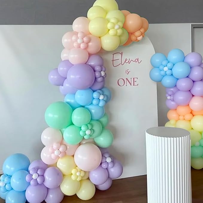 MEBAY Pastel Rainbow Balloon Arch Garland Kit, 155Pcs Multicolor Macaron Balloons for Birthday Party Baby Shower Wedding Decorations